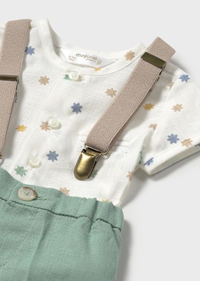 mayoral - Salopette corta con camicia fantasia