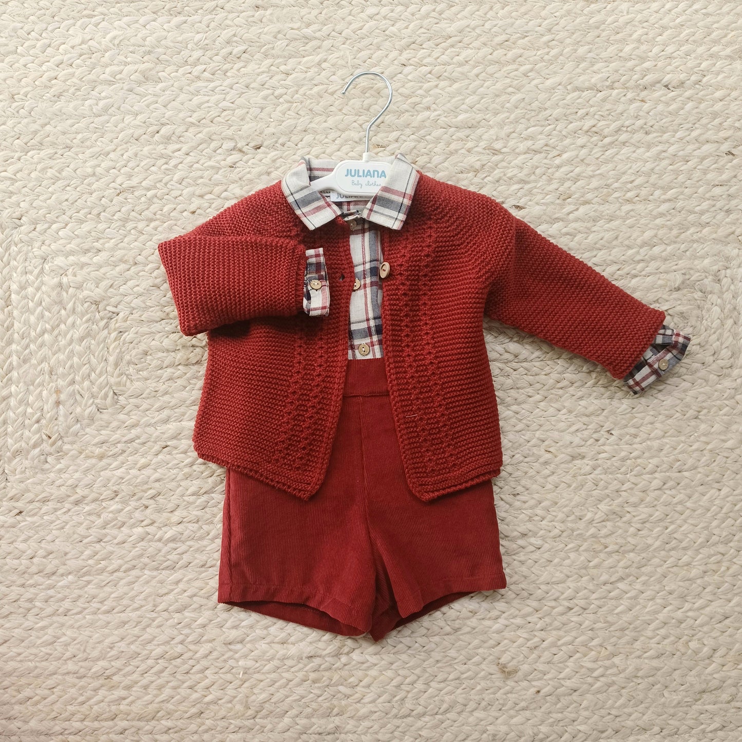 JULIANA - Completo cardigan, camicia e salopette