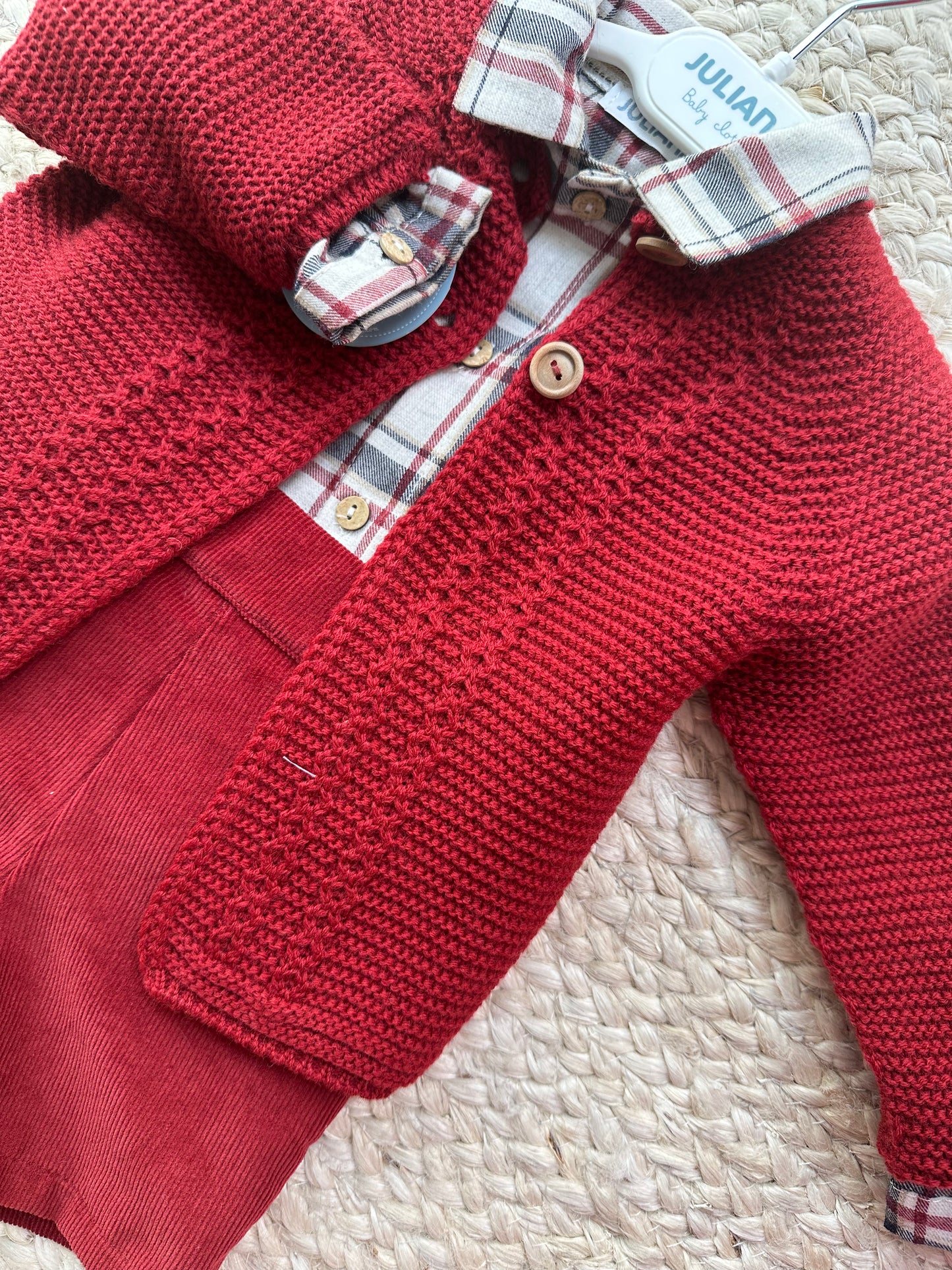 JULIANA - Completo cardigan, camicia e salopette